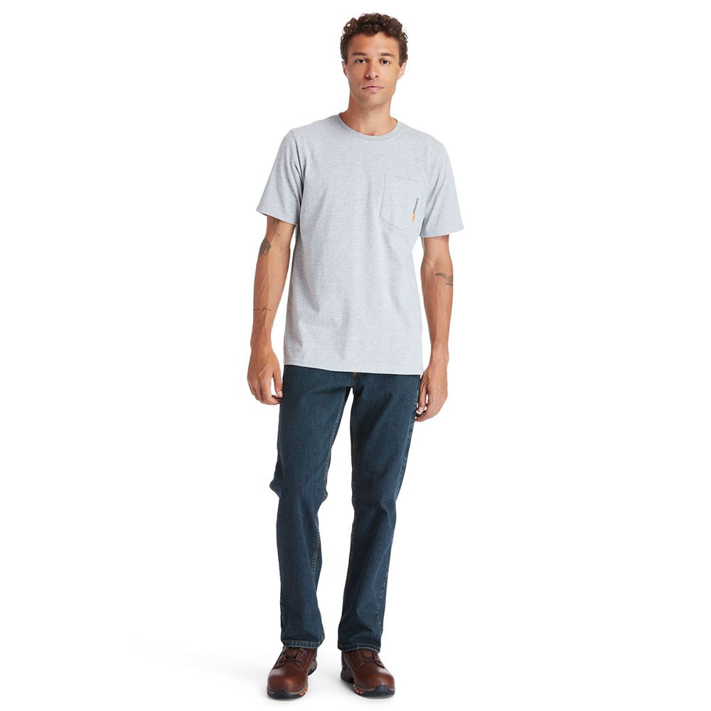 Timberland Mens T-Shirts PRO® Short Sleeve Base Plate Wicking - Grey - India SJ1473086